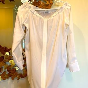 Equipment silk white off-shoulder shirt